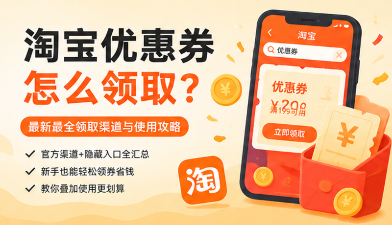 2026淘宝大额优惠券怎么领？满1000减80领取攻略-全网内部优惠券免费领-淘宝京东拼多多抖音快手优惠券+外卖电影快递红包随便领！！