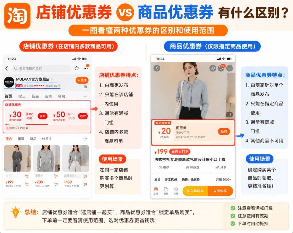 淘宝优惠券有哪些类型怎么领取？以及淘宝优惠券种类区别及使用攻略