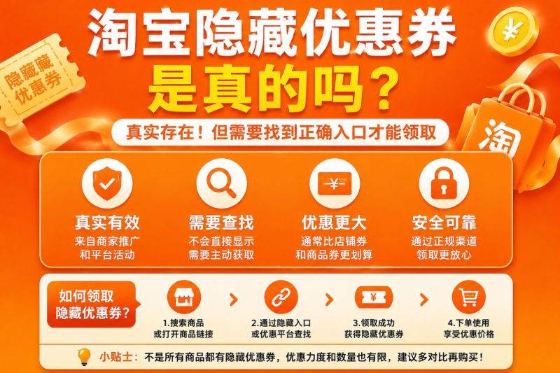 淘宝隐藏优惠券是真的吗？怎么领取、在哪里找及安全使用完整攻略-全网内部优惠券免费领-淘宝京东拼多多抖音快手优惠券+外卖电影快递红包随便领！！