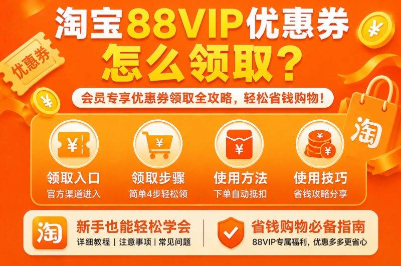 淘宝88VIP优惠券怎么领取？95折优惠、会员权益和省钱攻略-全网内部优惠券免费领-淘宝京东拼多多抖音快手优惠券+外卖电影快递红包随便领！！
