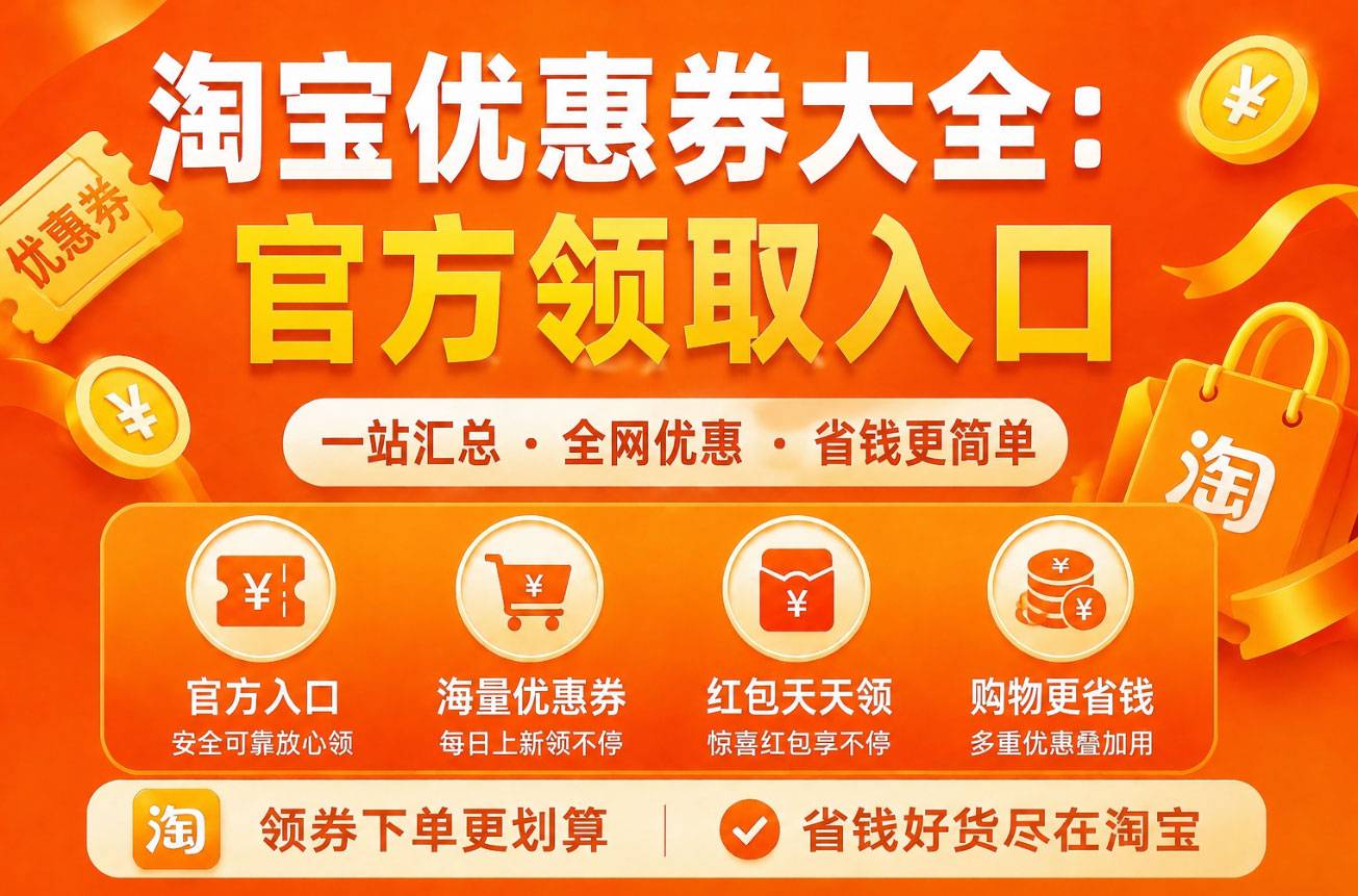 淘宝优惠券大全：官方领取入口、使用方法、隐藏优惠及省钱技巧攻略-全网内部优惠券免费领-淘宝京东拼多多抖音快手优惠券+外卖电影快递红包随便领！！