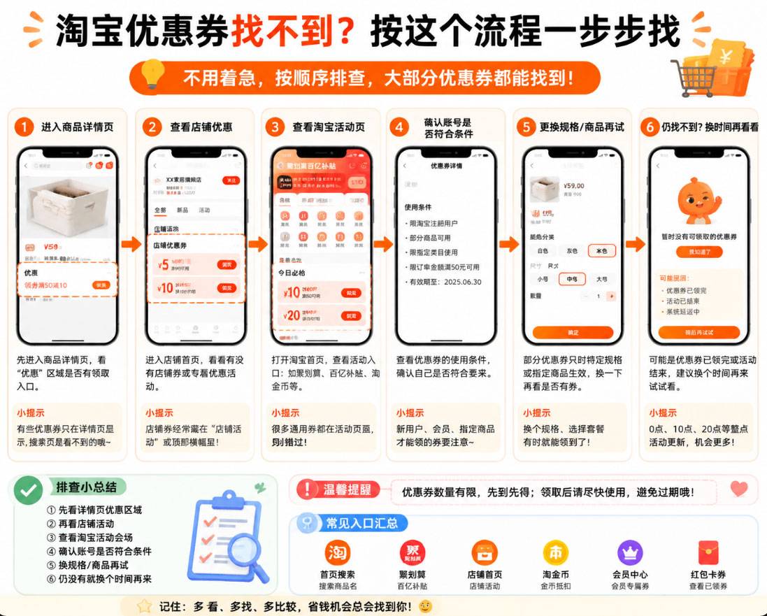 淘宝优惠券怎么领不到？找不到入口的原因和解决方法