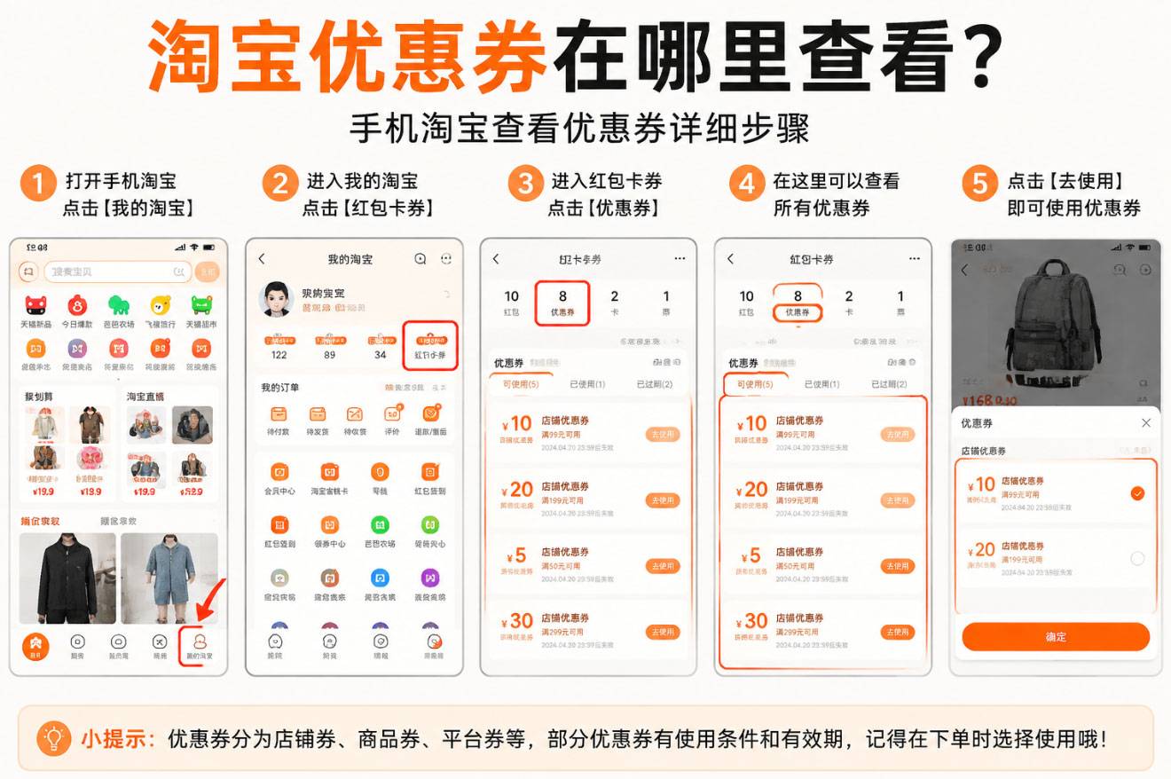 淘宝优惠券领取记录在哪里？已领取优惠券查看方法及找不到原因