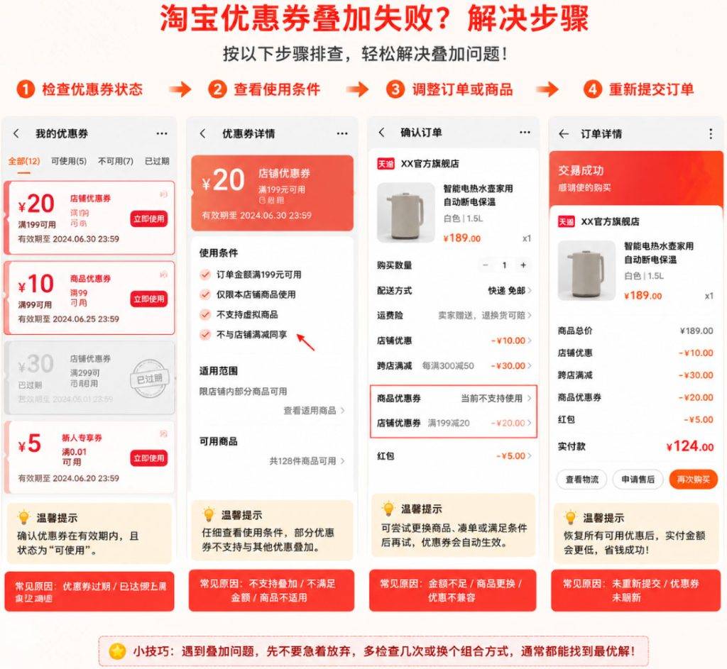 taobao-coupon-stack-solution-1024x943.jpg 淘宝优惠券可以叠加吗?红包、满减、店铺券叠加使用规则