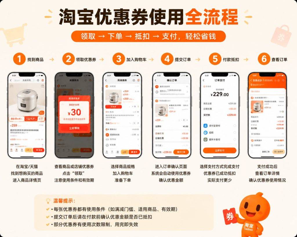 taobao-coupon-use-process-1024x819.jpg 淘宝优惠券怎么使用?付款抵扣方法、使用失败原因及省钱技巧详解