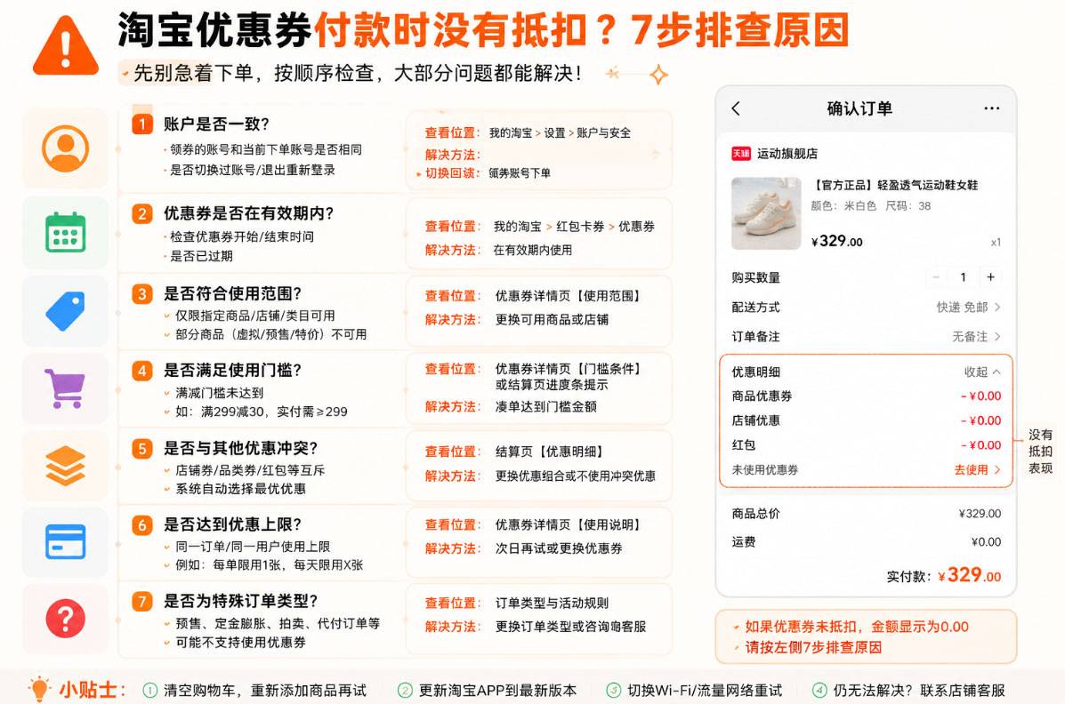 222.jpg 淘宝优惠券付款时怎么使用?结算页选择、抵扣确认和失败排查