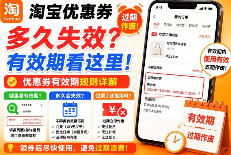 淘宝优惠券多久失效?很多人算错了,3种有效期一次看懂-全网优惠券助手