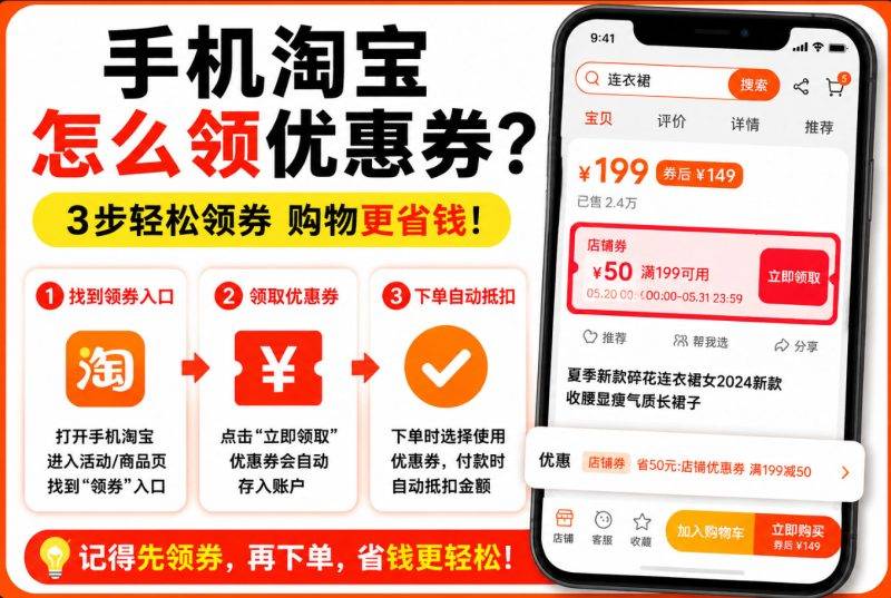 手机淘宝怎么领优惠券？商品页、店铺页、活动会场领取步骤及不抵扣排查-全网内部优惠券免费领-淘宝京东拼多多抖音快手优惠券+外卖电影快递红包随便领！！