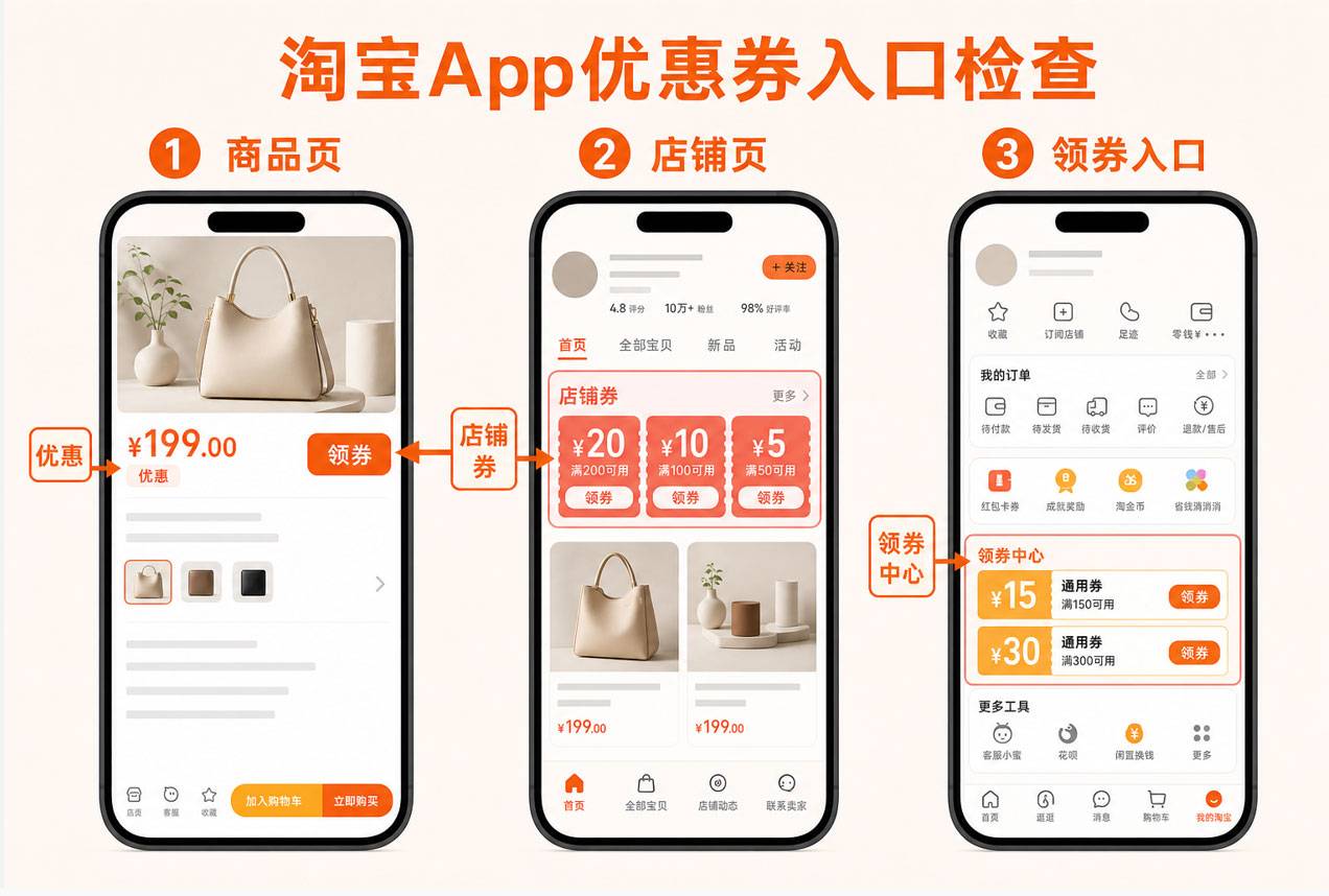 淘宝隐藏优惠券怎么领取？查券步骤、领取方法和失效排查