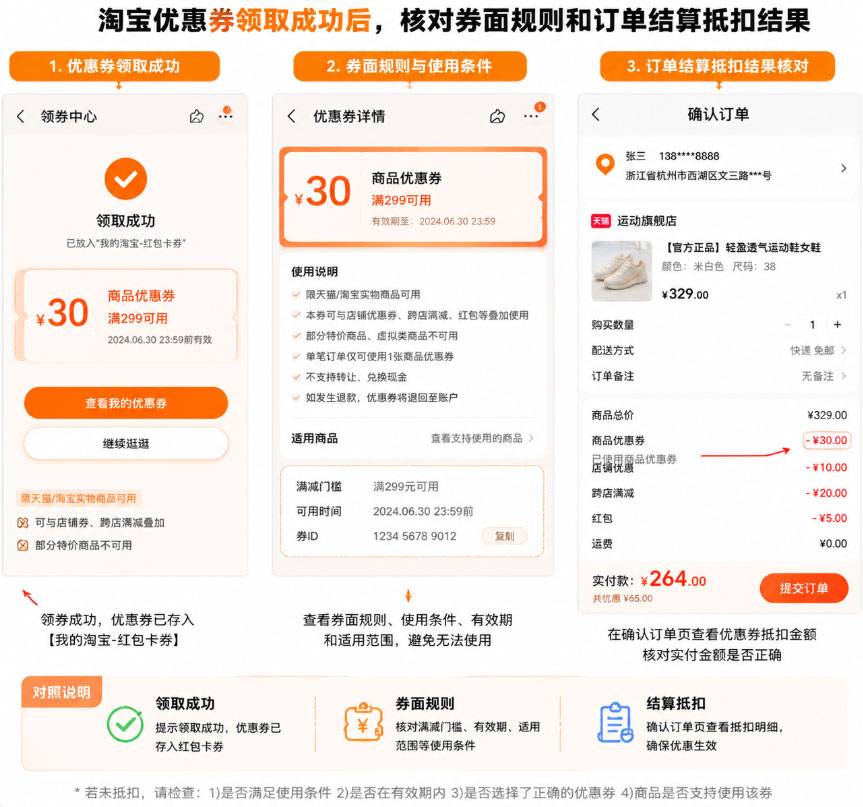 taobao-coupon-checkout-entry.jpg 淘宝优惠券在哪里使用?结算入口、抵扣步骤与失效排查