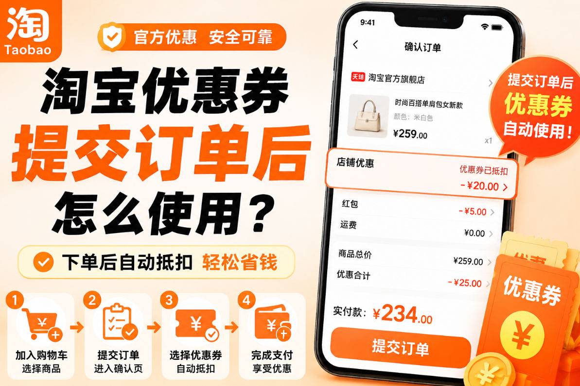 淘宝优惠券提交订单后怎么使用？待付款补用与重拍方法