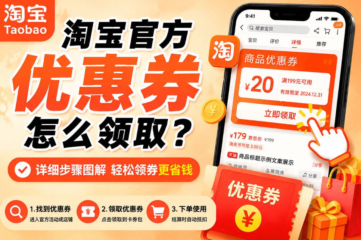 淘宝官方优惠券怎么领取.jpg 淘宝官方优惠券怎么领取?App内领取步骤、真假识别与失败排查