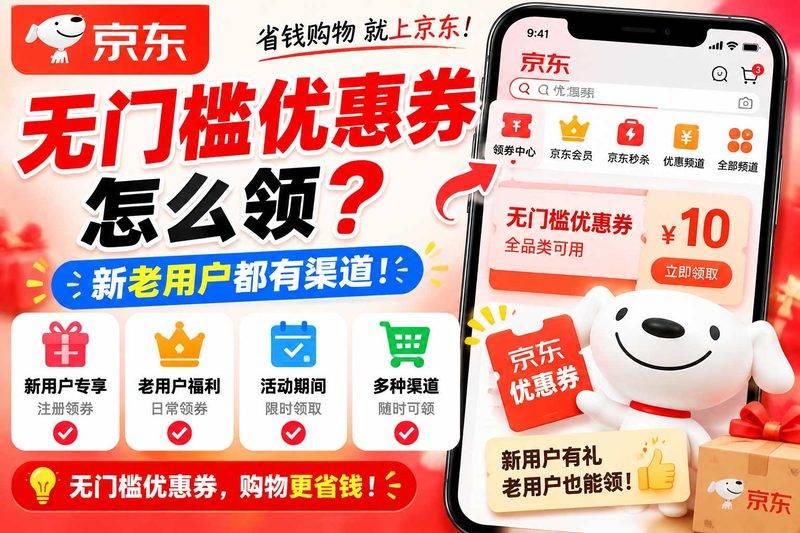 京东无门槛券在哪领?别去第三方买了,官方入口就藏在搜索框里-全网优惠券助手