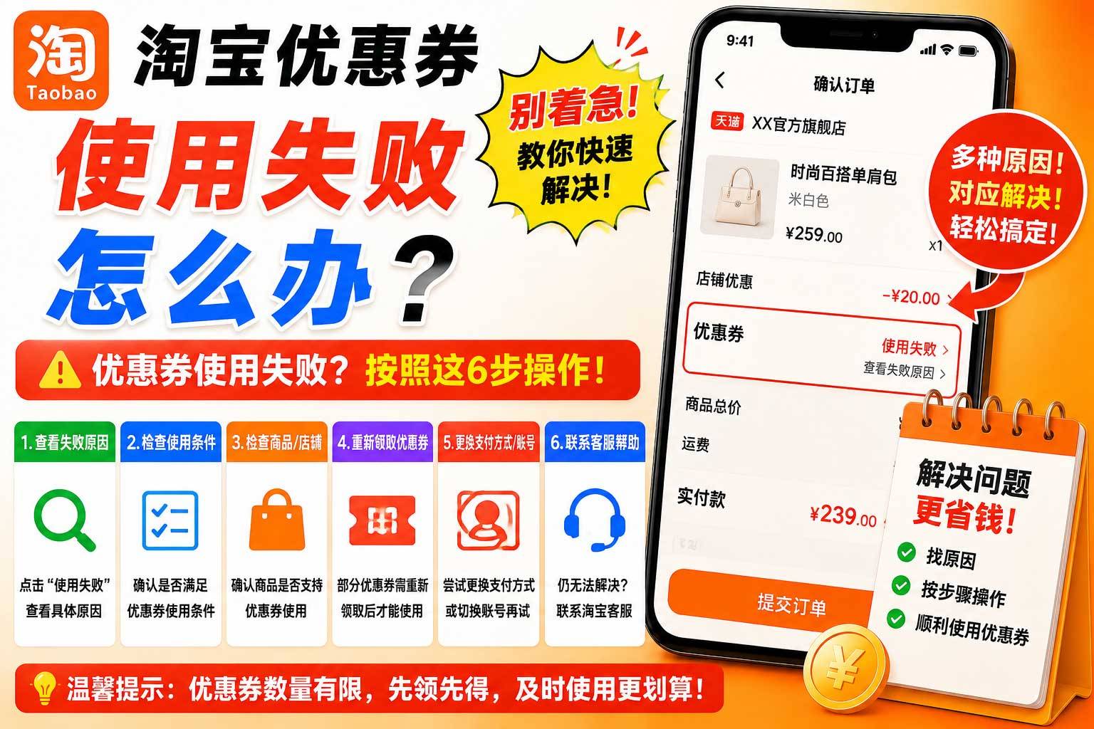c8c6da39-9908-4656-a985-cde55bc2625f.jpg 淘宝优惠券使用失败怎么办?常见原因和解决方法,一步排查优惠券为什么不能用